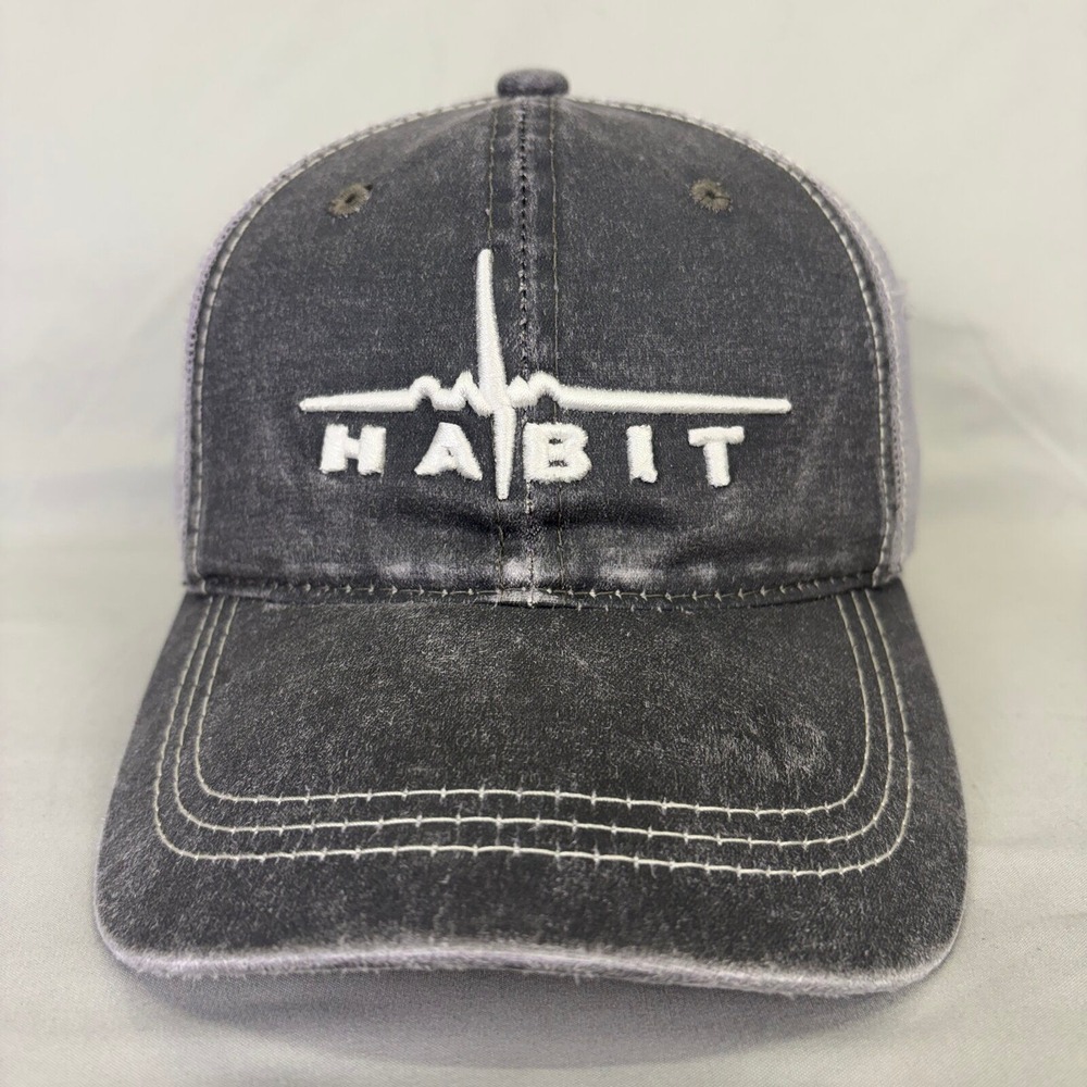 Outdoor Cap Habit Trucker Hat Mens OSFM Grey Distressed Mesh Back Hat